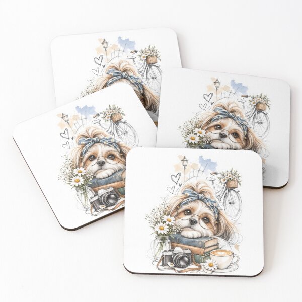 Item preview, Cute Shih Tzu with Books and Coffee designed and sold by Snurly.
