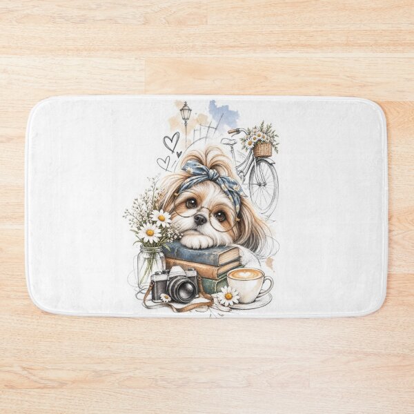 Item preview, Cute Shih Tzu with Books and Coffee designed and sold by Snurly.