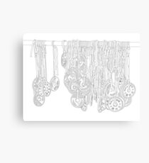 Happy Five Yen Coins - Line Art Canvas Print