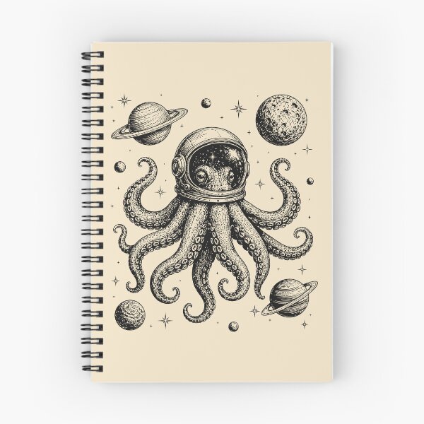 Item preview, Octopus In Space Vintage Planets Astronaut Kraken designed and sold by Y-Vibes.