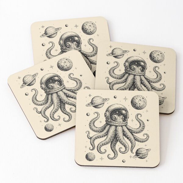 Item preview, Octopus In Space Vintage Planets Astronaut Kraken designed and sold by Y-Vibes.