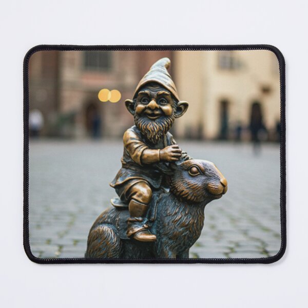Item preview, Wroclaw Gnome Riding Rabbit designed and sold by Purrfecta.