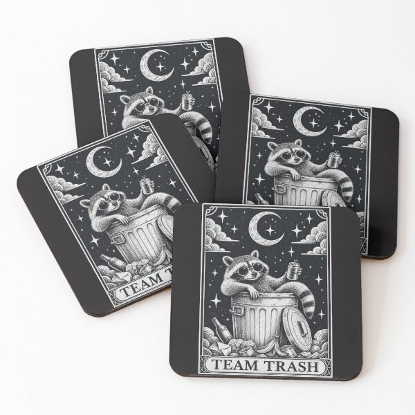 Item preview, Tarot Card Vintage Team Trash Crescent Moon Opossum Raccoon designed and sold by Clairenity Studio.