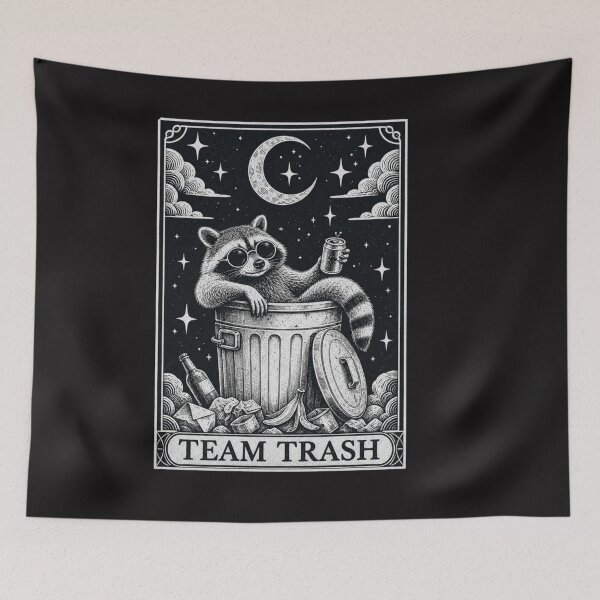 Item preview, Tarot Card Vintage Team Trash Crescent Moon Opossum Raccoon designed and sold by Clairenity Studio.