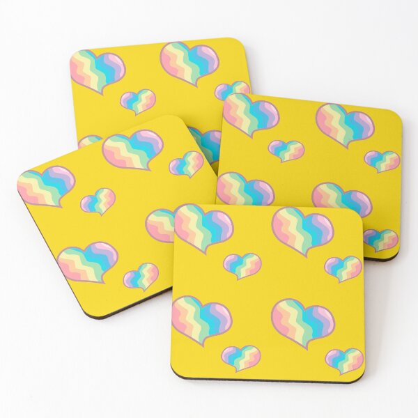 Item preview, pattern of hearts of different colors on a yellow background designed and sold by Zhanna LL.