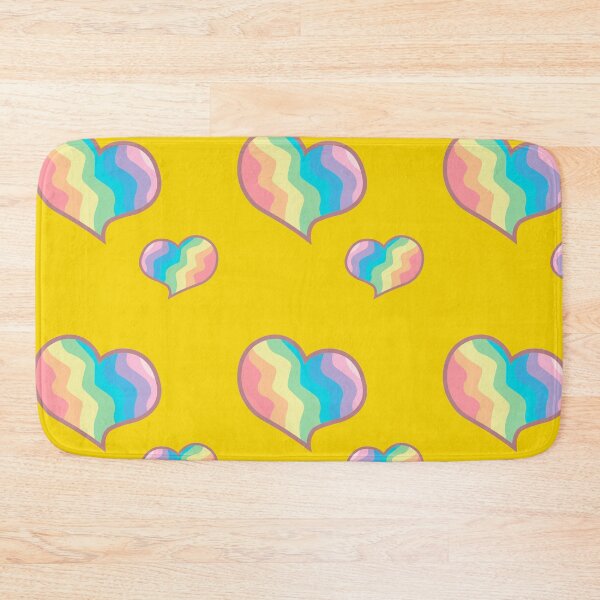 Item preview, pattern of hearts of different colors on a yellow background designed and sold by Zhanna LL.