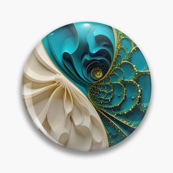 Item preview, Duality of Cream Satin and Teal Gold Filigree designed and sold by Vicky Brago-Mitchell®.