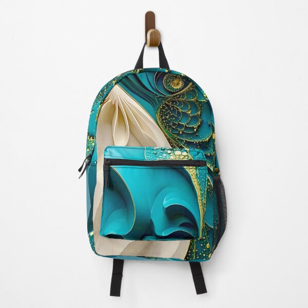 Item preview, Duality of Cream Satin and Teal Gold Filigree designed and sold by Vicky Brago-Mitchell®.