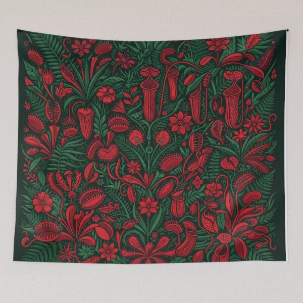 Item preview, Dark Crimson Botanical Carnivorous Plant Pattern designed and sold by Owcomm.