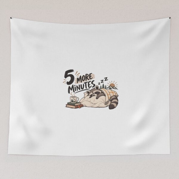 Item preview, 5 More Minutes Sleepy Raccoon – Cozy Morning Humor designed and sold by KawaiiOrbit.