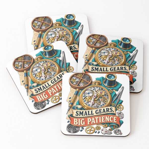 Item preview, Small Gears Big Patience Watchmaker Horology Art designed and sold by CheerfulNest.