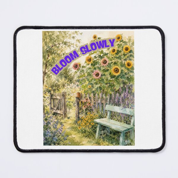 Item preview, A natural garden with a bench and sunflowers, a PanaluPrint designed and sold by PanaluPrint .