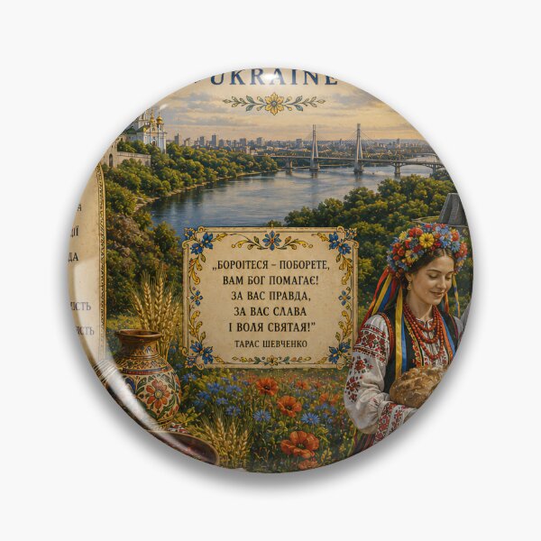 Item preview, Ukraine Travel Poster | Kyiv Motherland Reserve Tryzub Sunflower & Folk Art designed and sold by alexcorporation.