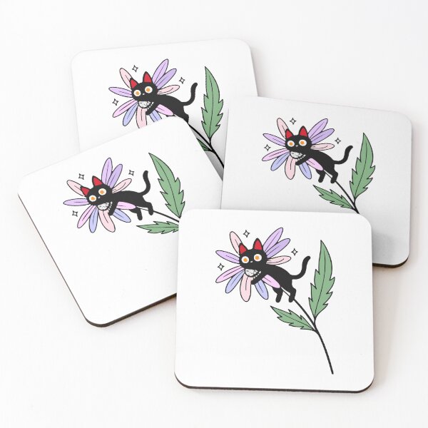 Item preview, black cat with flower designed and sold by Borublue.