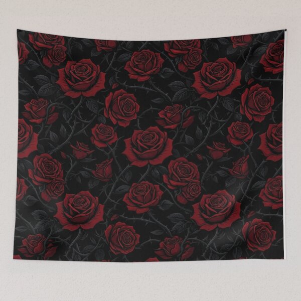Item preview, Dark Red Roses and Black Thorns Pattern designed and sold by Owcomm.