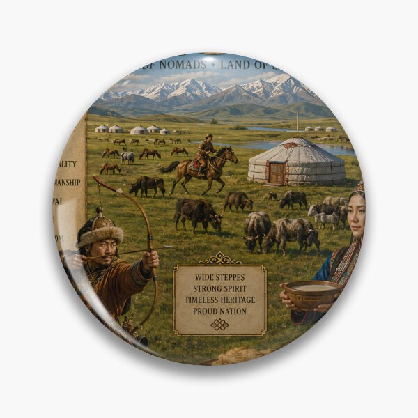 Item preview, Mongolia Travel Poster | Genghis Khan Steppes Nomadic Heritage & Folk Art designed and sold by alexcorporation.