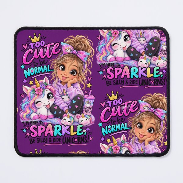 Item preview, Too Cute to Be Normal – Sparkle, Be Silly & Ride Unicorns designed and sold by OutlanderDesigns.