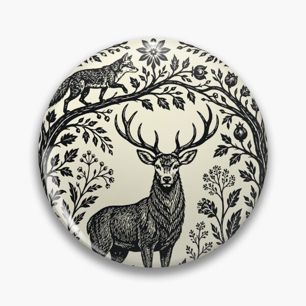Item preview, Deer Fox Frog Linocut Forest Animal Rustic Outdoorsy designed and sold by Y-Vibes.
