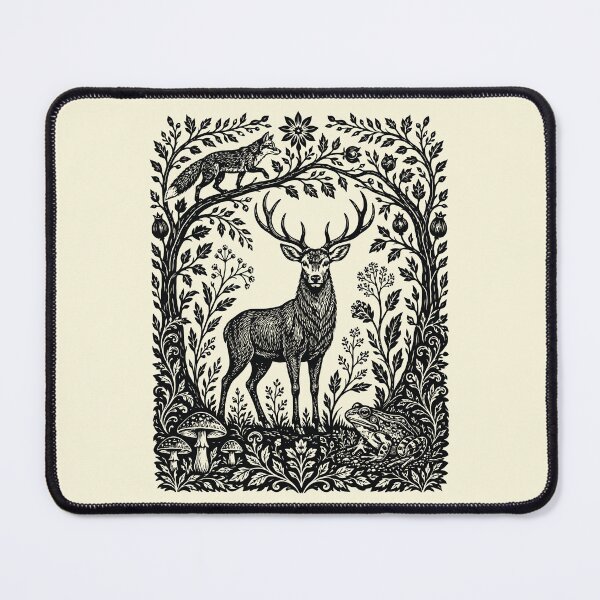 Item preview, Deer Fox Frog Linocut Forest Animal Rustic Outdoorsy designed and sold by Y-Vibes.