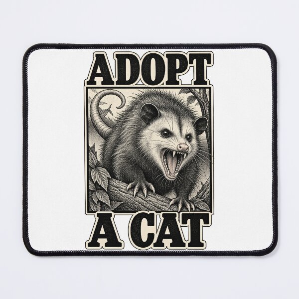 Item preview, Retro Adopt A Cat Funny Opossum Possum Meme designed and sold by WolfmanProphecy.