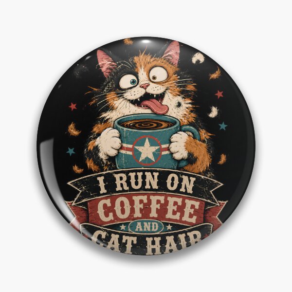 Item preview, I Run On Coffee And Cat Hair Silly Calico Cat Vintage designed and sold by Retro Whiskers.