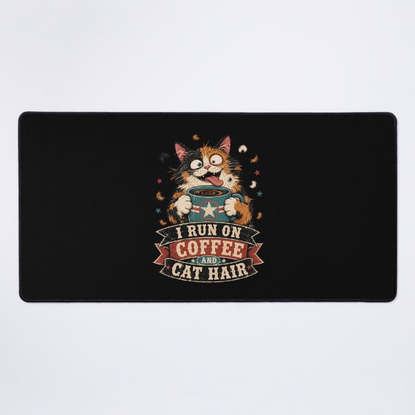 Item preview, I Run On Coffee And Cat Hair Silly Calico Cat Vintage designed and sold by Retro Whiskers.