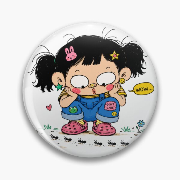 Item preview, Little Girl Watching Ants – Curious Ugly Cute Doodle designed and sold by Kaytee-arttt.