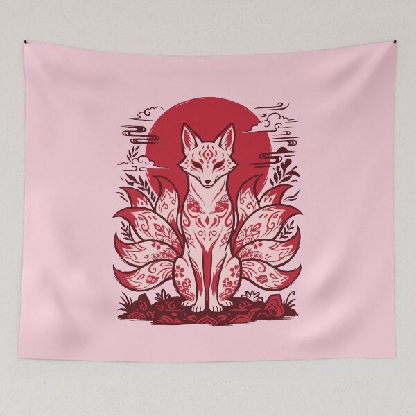 Item preview, Japanese Fox Kitsune Sun Graphic designed and sold by LinaValearte.