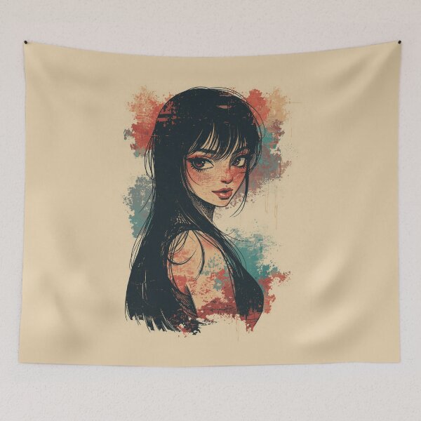 Item preview, Retro Girl Portrait Vintage Manga Art designed and sold by ERODED SELF.
