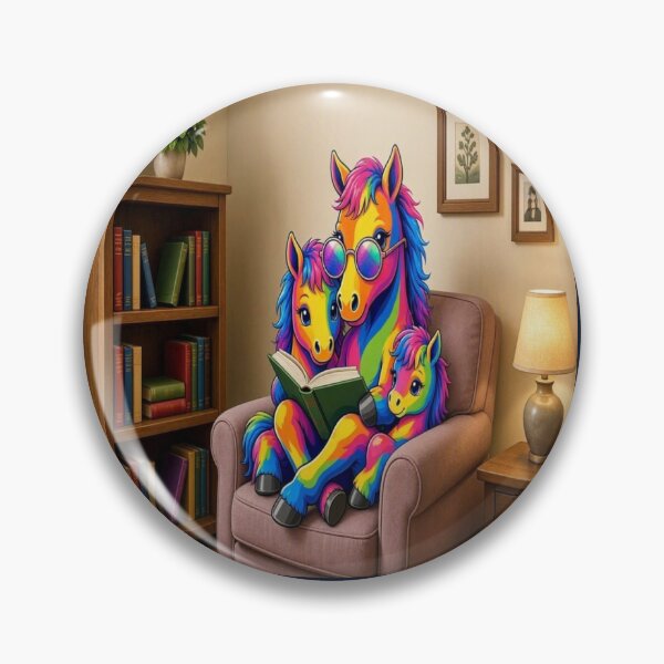 Item preview, Colorful Rainbow Horse Family Reading Book - Tugy's World Pop Art designed and sold by Breezes-of-Ida.