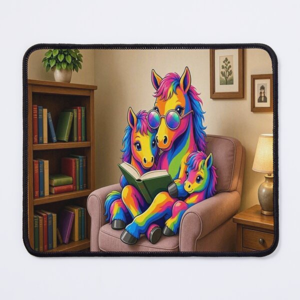 Item preview, Colorful Rainbow Horse Family Reading Book - Tugy's World Pop Art designed and sold by Breezes-of-Ida.