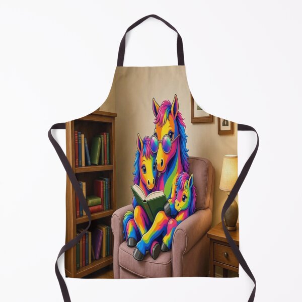 Item preview, Colorful Rainbow Horse Family Reading Book - Tugy's World Pop Art designed and sold by Breezes-of-Ida.