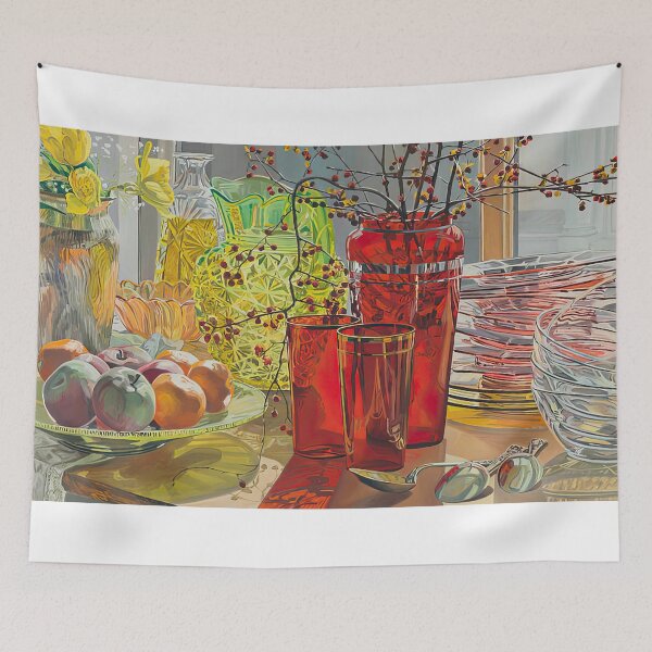 Item preview, Janet Fish, Red Vase and Yellow Tulips designed and sold by DavidSrna.