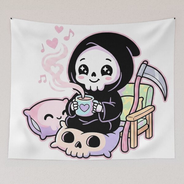 Item preview, Cute Chibi Grim Reaper Drinking Coffee designed and sold by Emile-MLZ.