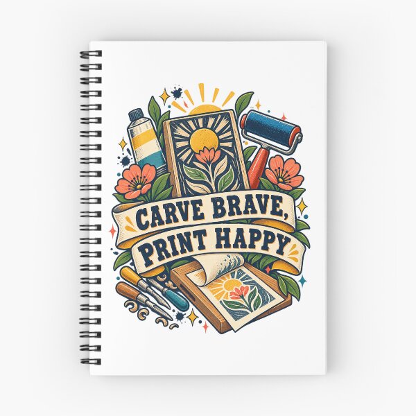 Item preview, Carve Brave Print Happy Linocut Maker Art designed and sold by CheerfulNest.