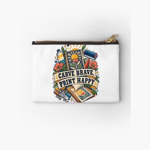 Item preview, Carve Brave Print Happy Linocut Maker Art designed and sold by CheerfulNest.