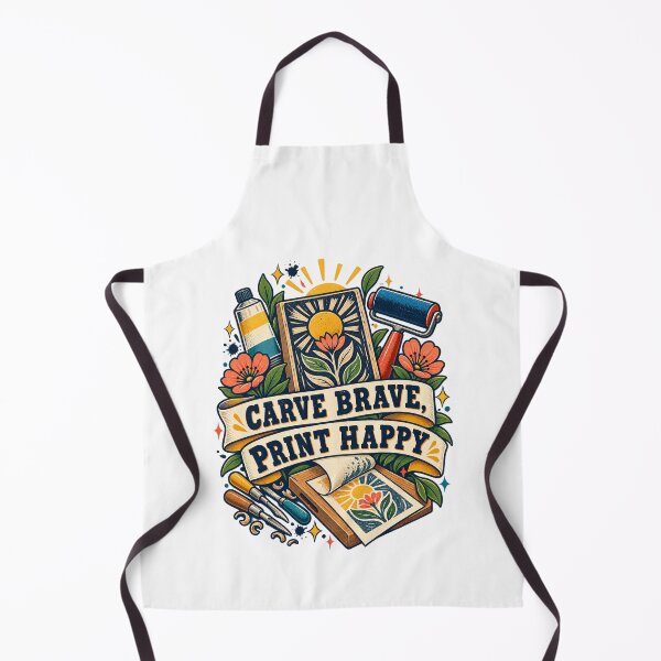 Item preview, Carve Brave Print Happy Linocut Maker Art designed and sold by CheerfulNest.