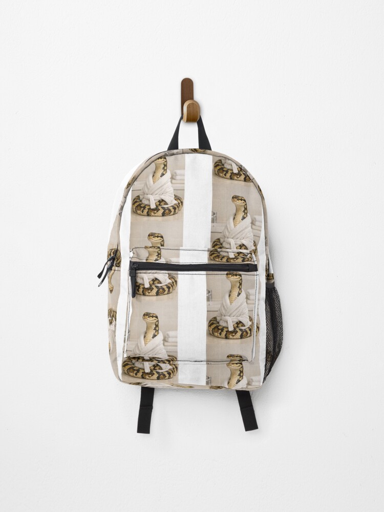 Thumbnail 1 of 3, Backpack, Carpet Python Wearing a Bathrobe designed and sold by Sillytoe.