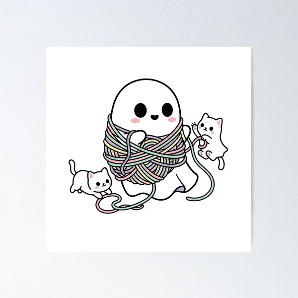 Item preview, Cute Ghost Playing With Yarn & Ghost Kittens designed and sold by Emile-MLZ.