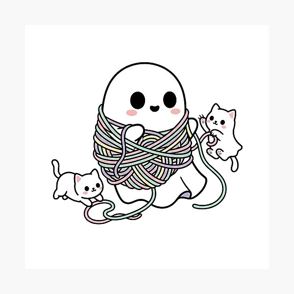 Item preview, Cute Ghost Playing With Yarn & Ghost Kittens designed and sold by Emile-MLZ.