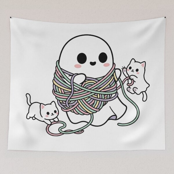 Item preview, Cute Ghost Playing With Yarn & Ghost Kittens designed and sold by Emile-MLZ.