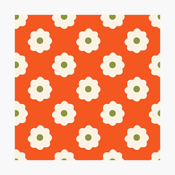 Item preview, 70's Ditsy Daisy in Shocking Orange designed and sold by YesterdayColl.