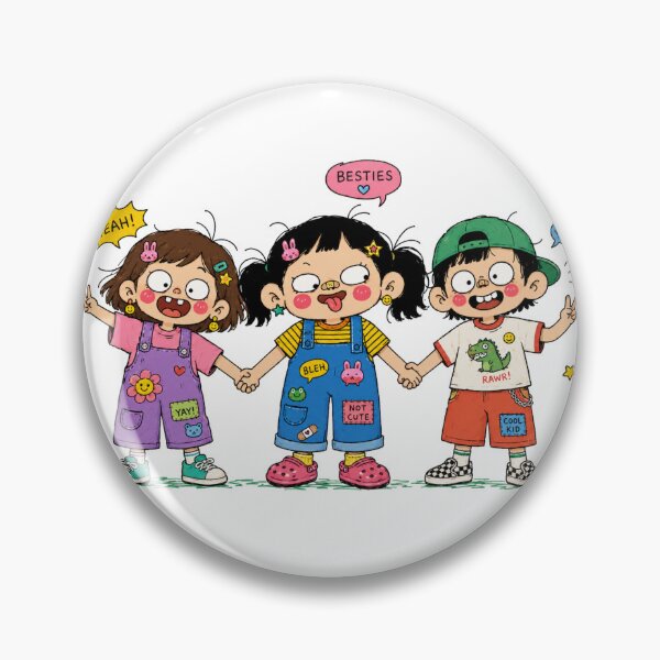 Item preview, Three Little Besties Holding Hands – Cute Doodle designed and sold by Kaytee-arttt.