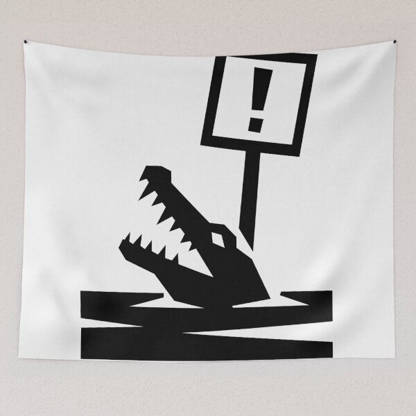 Item preview, Crocodile Warning Sign Geometric Black and White Design designed and sold by matybrak.