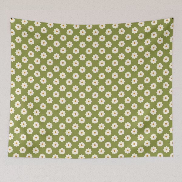 Item preview, 70's Ditsy Daisy in Avocado Green designed and sold by YesterdayColl.