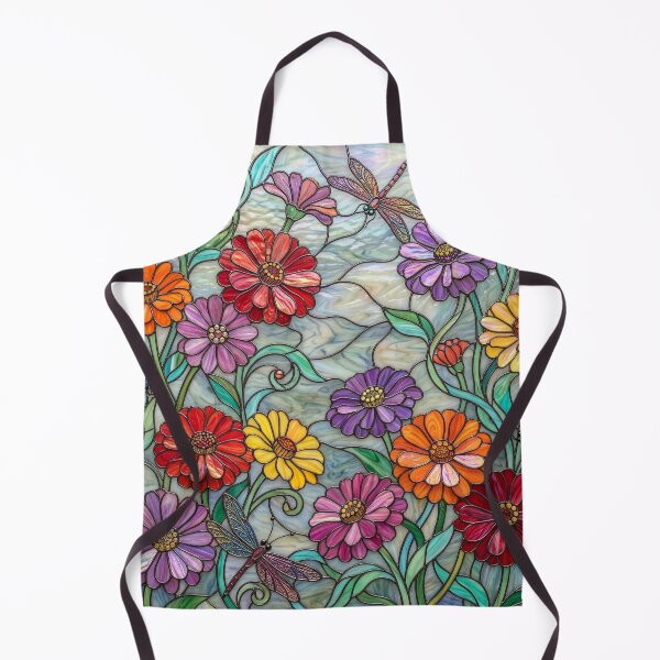 Item preview, Stained Glass Zinnias and Dragon Flies designed and sold by Tridentulus.