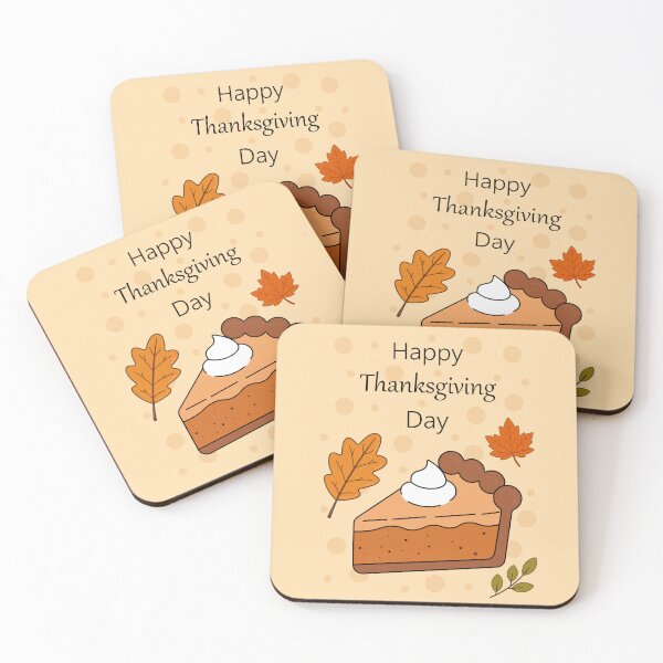 Item preview, Happy Thanksgiving Day Card with Pumpkin Pie and Autumn Leaves designed and sold by DoveArtDesigns.