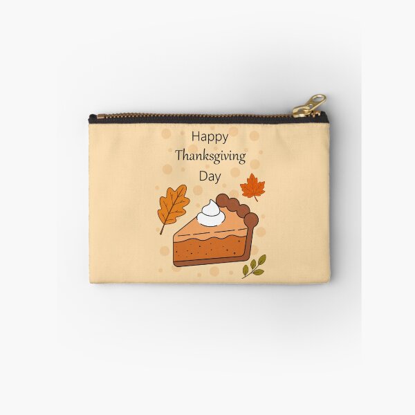 Item preview, Happy Thanksgiving Day Card with Pumpkin Pie and Autumn Leaves designed and sold by DoveArtDesigns.