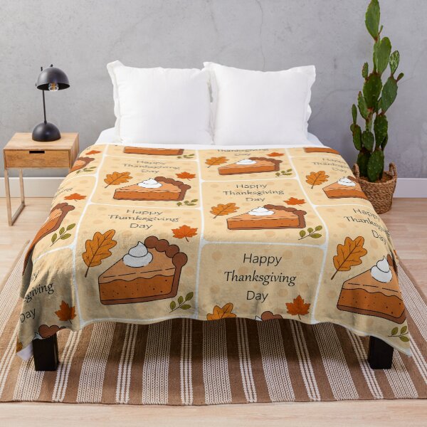 Item preview, Happy Thanksgiving Day Card with Pumpkin Pie and Autumn Leaves designed and sold by DoveArtDesigns.