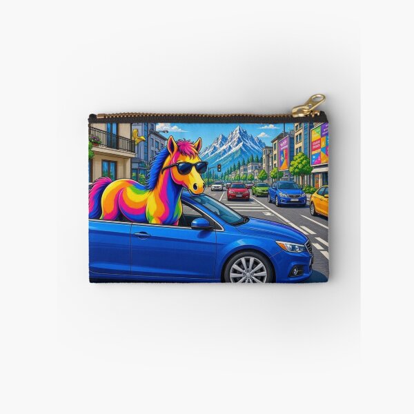 Item preview, Cool Rainbow Horse Driving Blue Car Pop Art - Tugy designed and sold by Breezes-of-Ida.